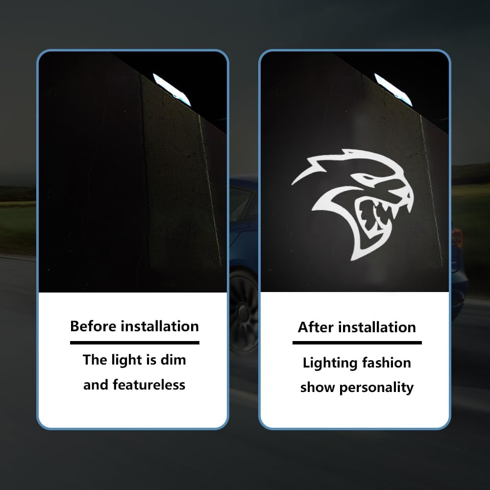 2PCS Challenger Hellcat 2008-2023 Quartz Glass Never Fade Ghost LED Door Step Courtesy Shadow Lights White Dodge