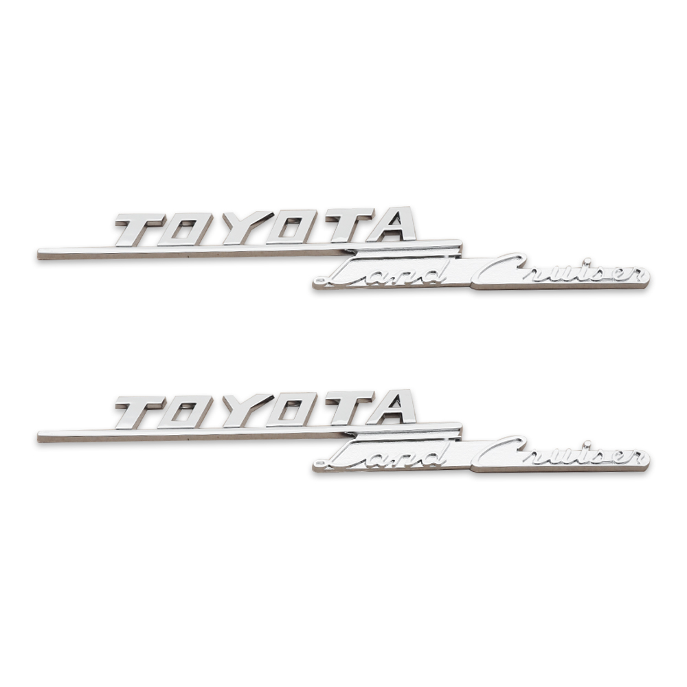 2PCS 1969-1974 Land Cruiser FJ40 ABS Plastic Left Right Fender Badge Silver Black Toyota