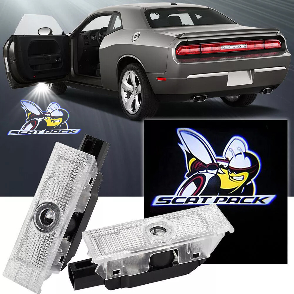 2pcs For 2008-2023 Challenger Scat Pack Bee HD Car LED Door Courtesy Puddle projector Lights Dodge 