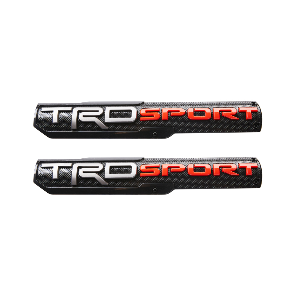 2PCS Tundra Tacoma 4Runner Plastic TRD SPORT Fender Side Emblem Sticker Black Red Toyota
