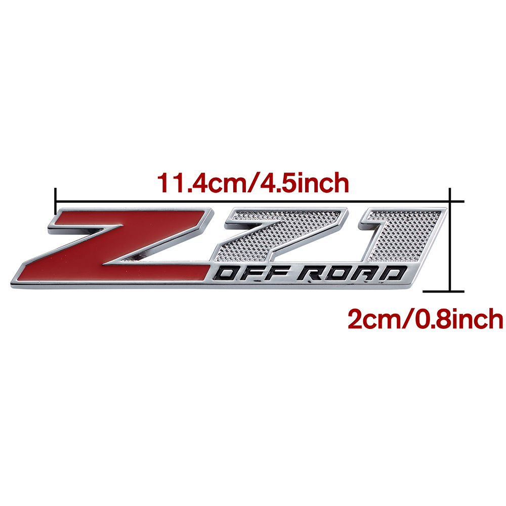 1PC Silverado Tahoe Colorado Suburban Zinc Alloy Z71 Front Grille Badge Chrome Red Bolt On Chevrolet