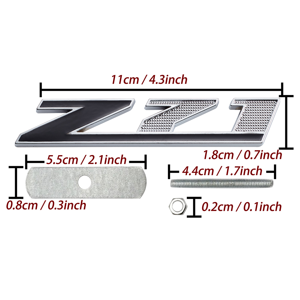 1PC Silverado Tahoe Colorado Suburban Zinc Alloy Z71 Front Grille Badge Black Chrome Bolt On Chevrolet