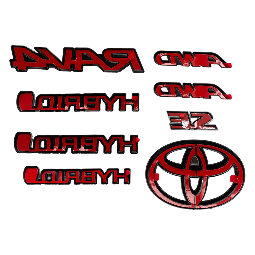 8PCS 2019-2025RAV4 SE AWD Hybrid ABS Plastic Overlay Side Door Rear Emblem Matte Black Toyota