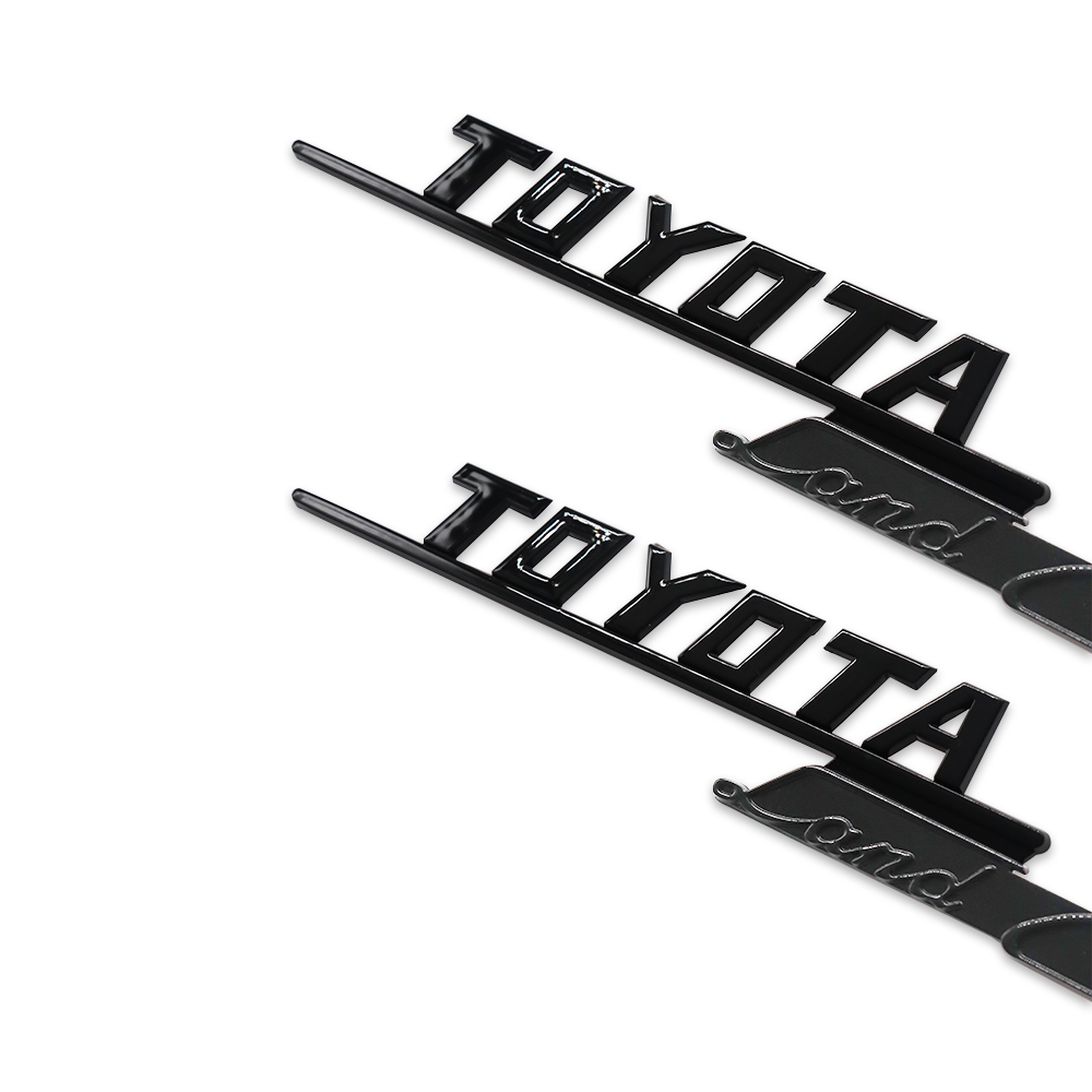 2PCS 1969-1974 Land Cruiser FJ40 ABS Plastic Left Right Fender Badge Gloss Black Toyota