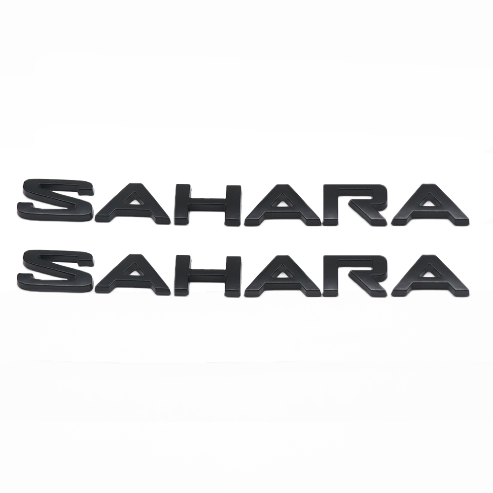 2Pcs Wrangler ABS Plastic SAHARA Side Door 3D Letter Matte Black Jeep 68333673AA