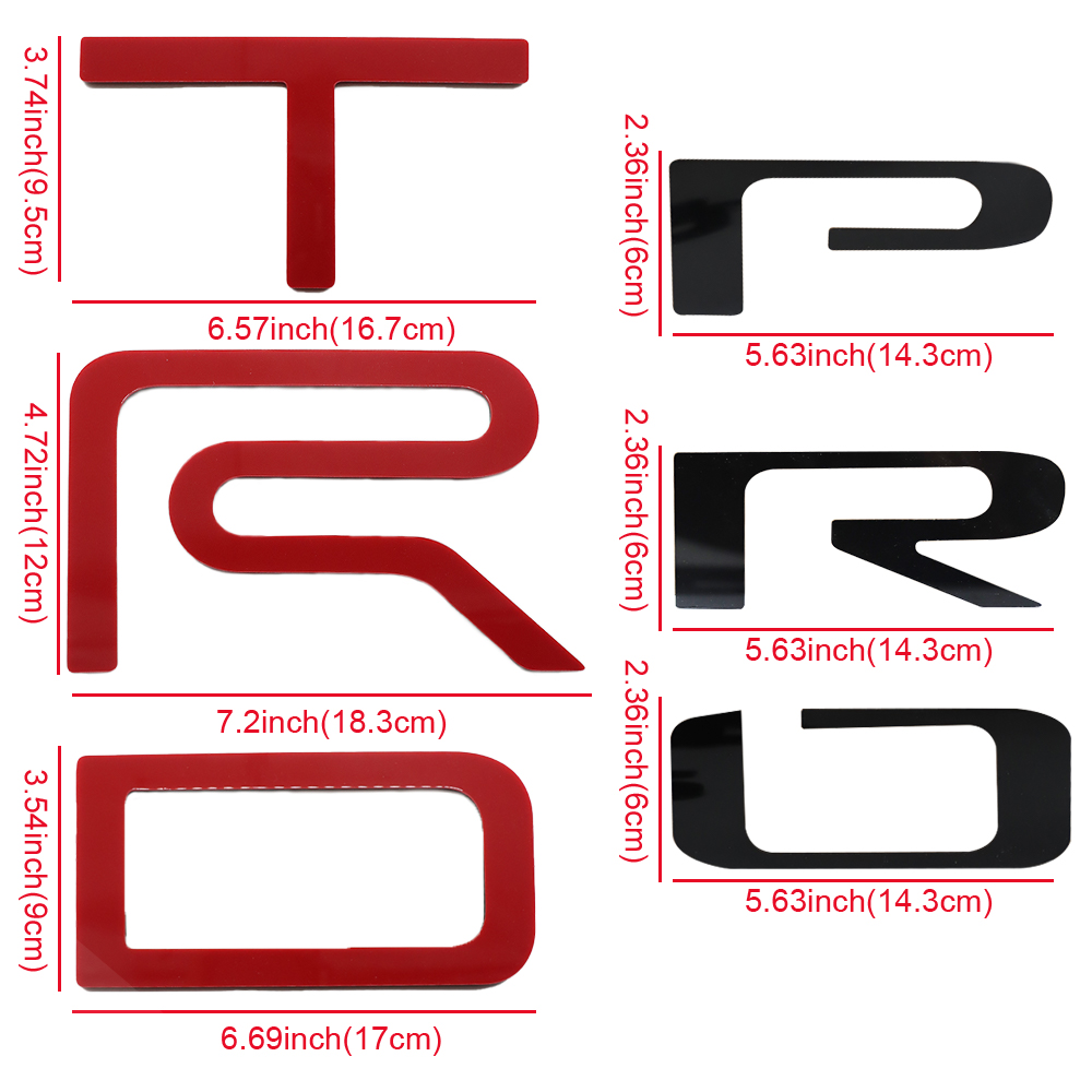 2022 2023 2024 2025 Tundra TRD Pro Acrylic Emblem Badges Rear Tailgate Letters 3D Red Blackout Toyota