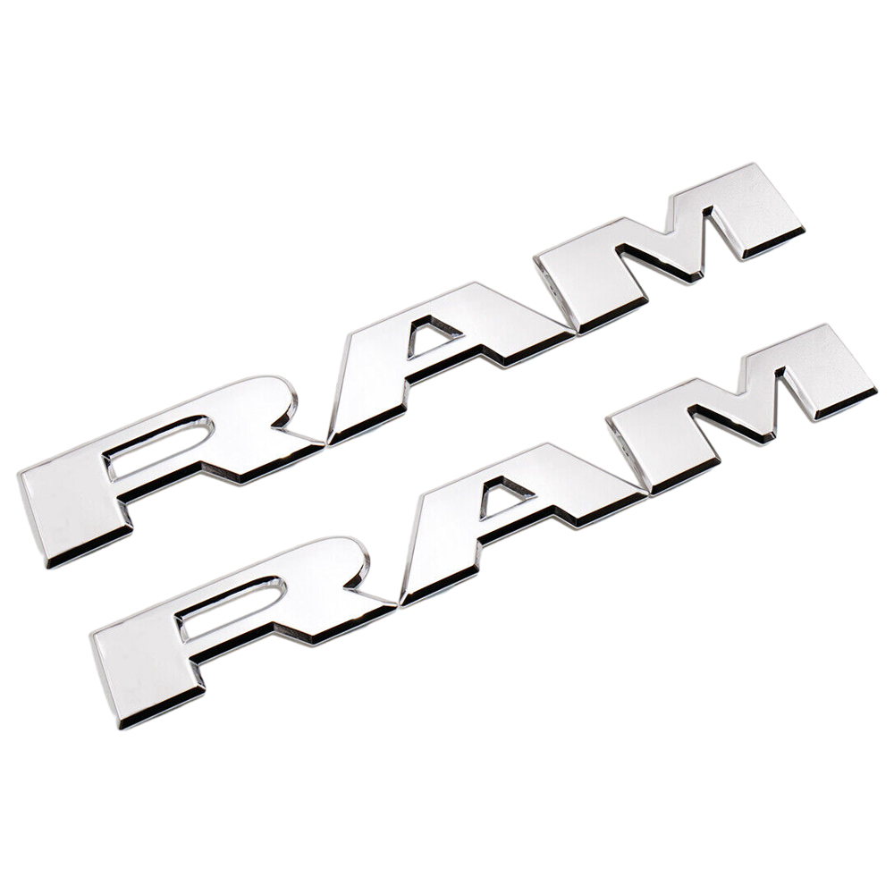 2PCS 2019-2026 RAM 1500 2500 3500 ABS Front Door Side Badges Nameplates Gloss Silver Dodge 68302528AB
