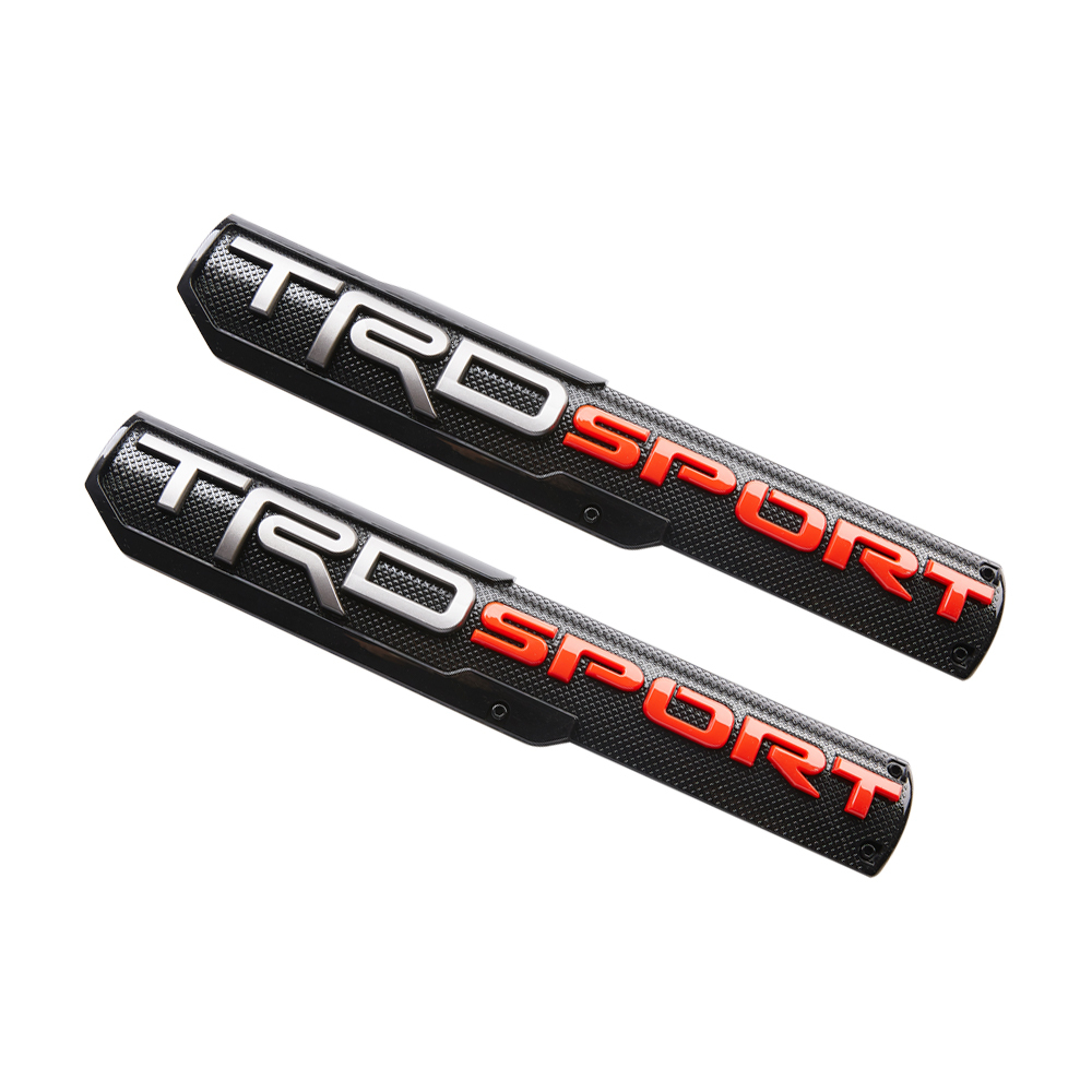 2PCS Tundra Tacoma 4Runner Plastic TRD SPORT Fender Side Emblem Sticker Black Red Toyota