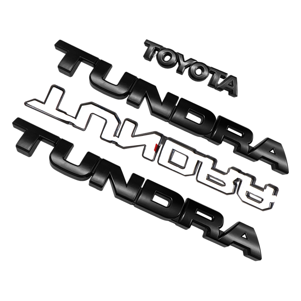 4pcs 2007-2013 Tundra Plastic Door Side Rear Tailgate Overlay Emblem Kits Matte Black Toyota PT948-34181-02