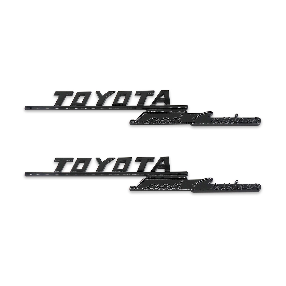2PCS 1969-1974 Land Cruiser FJ40 ABS Plastic Left Right Fender Badge Gloss Black Toyota
