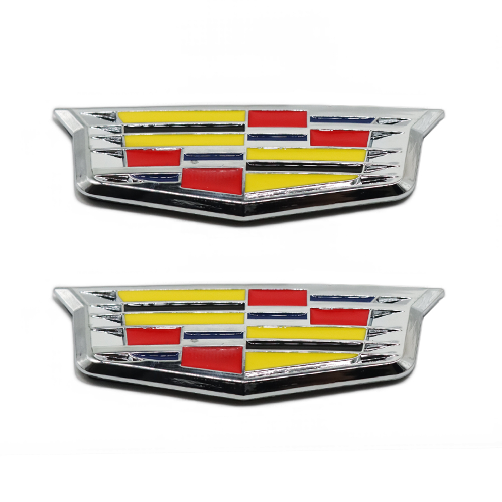 2PCS Escalade CTS STS DTS SRX XTS Metal Fender Marker Door Emblem Chrome Color Cadillac 84552887