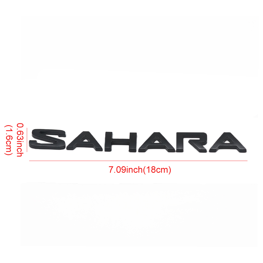 2Pcs Wrangler ABS Plastic SAHARA Side Door 3D Letter Matte Black Jeep 68333673AA