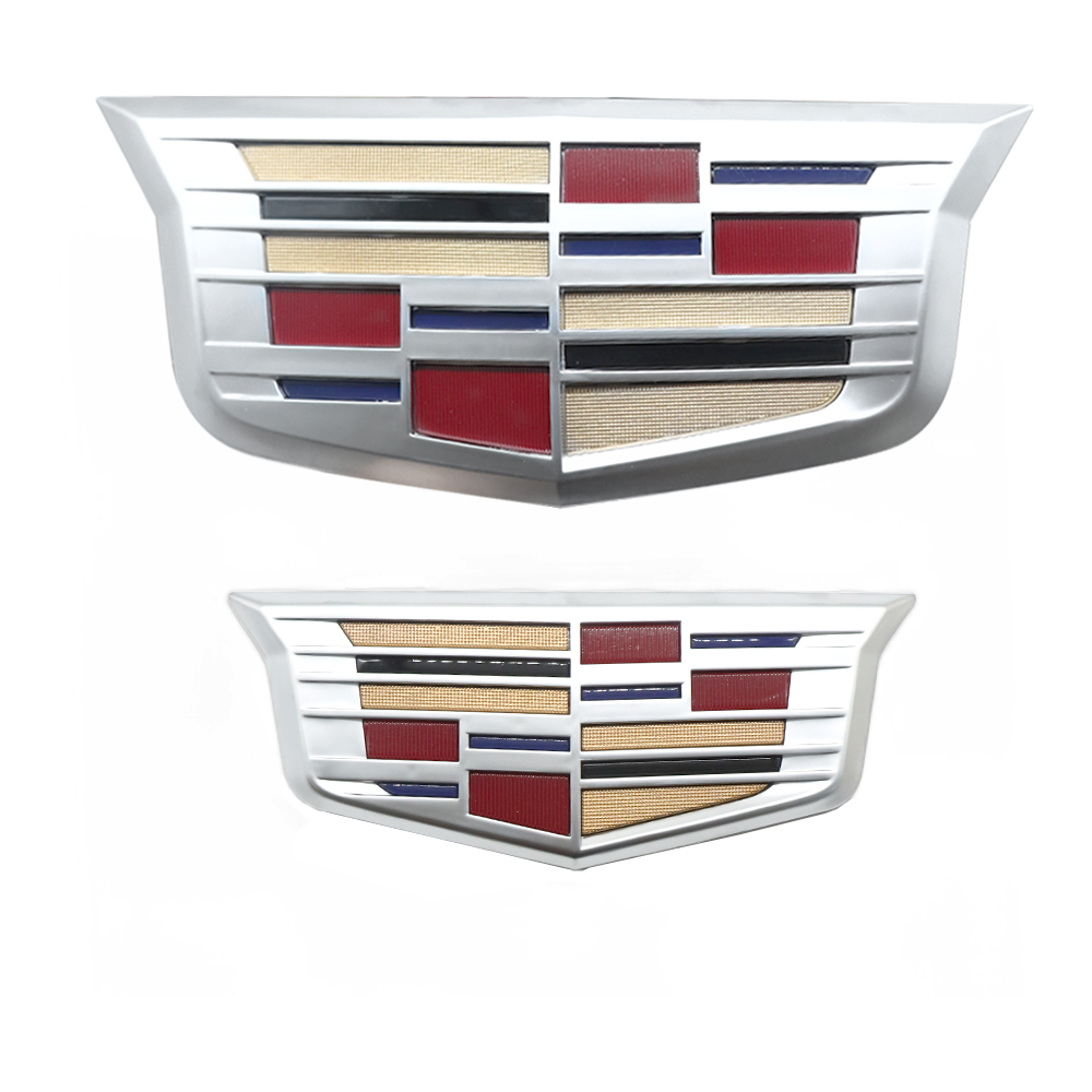 2PCS 2015-2017 XTS CT6 XT5 ATS Plastic Front Grille Rear Trunk Emblem Chrome Color Cadillac