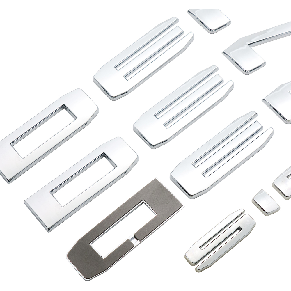 4Pcs 2019-2024 Denali Sierra 1500 2500HD 3500HD ABS Plastic Door Side Letters Gloss Silver GMC