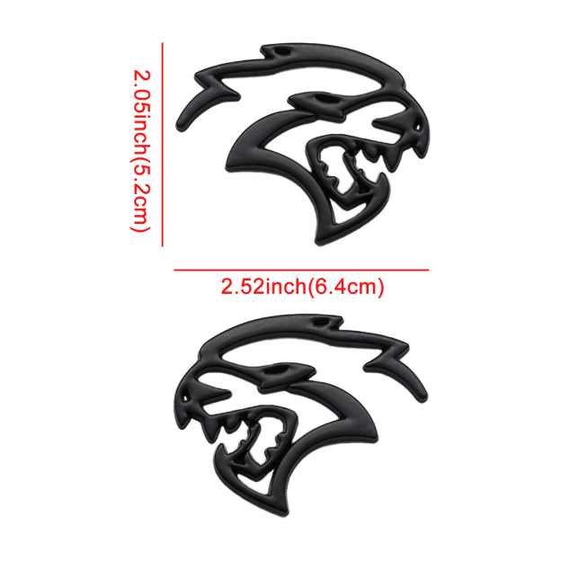 2PCS SRT Hellcat Devil Cat Charger Challenger Durango Side Fender Badge 3D Matte Black Dodge 68394607AB