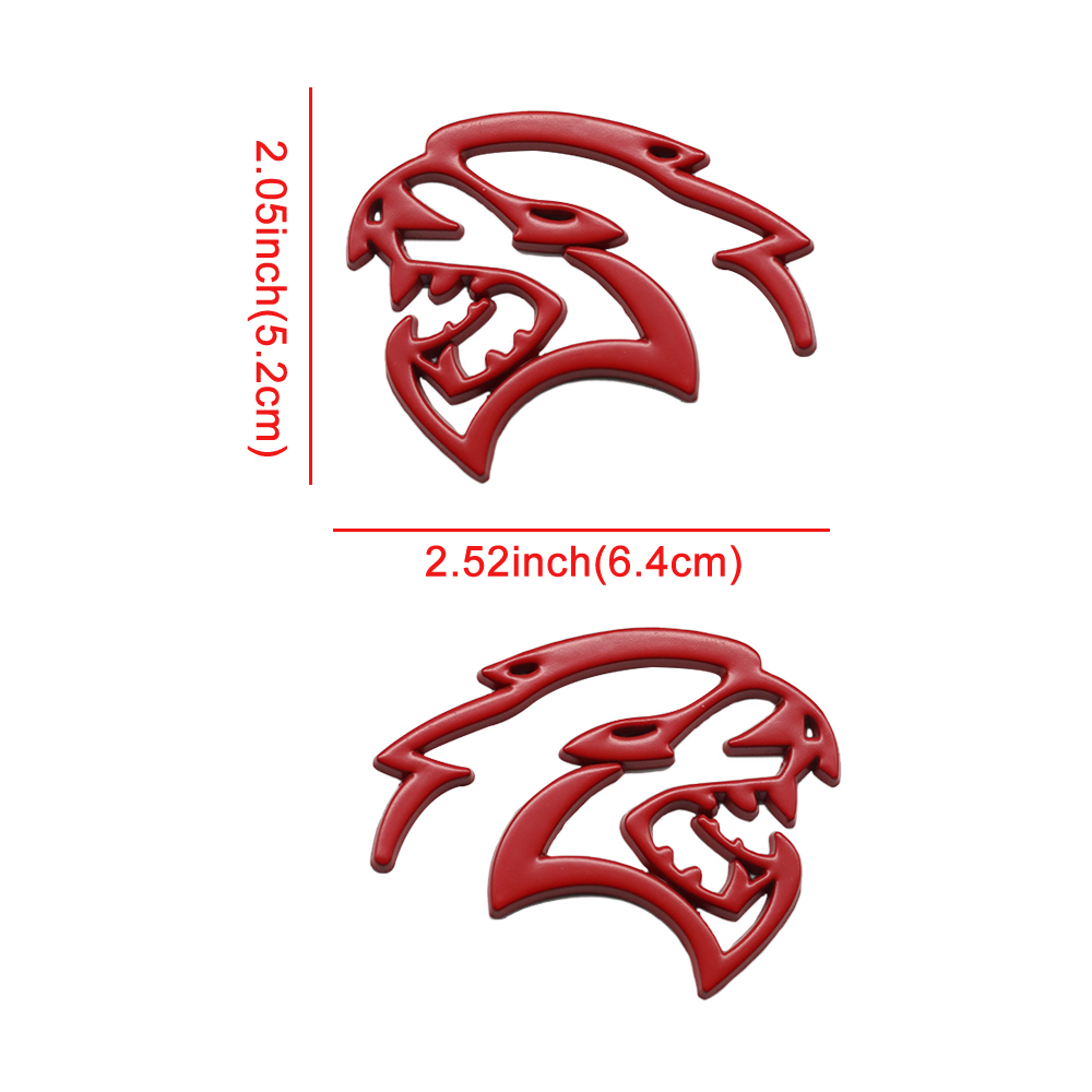 2PCS SRT Hellcat Devil Cat Charger Challenger Durango Side Fender Badge 3D Matte Red Dodge 68394607AB