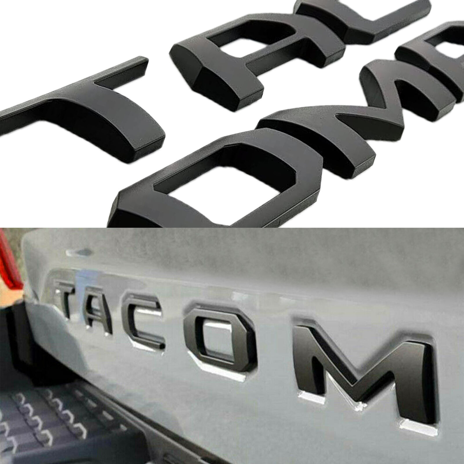 1 Set 2016-2023 Tacoma Abs Plastic Tailgate Letters Matte Black Toyota 