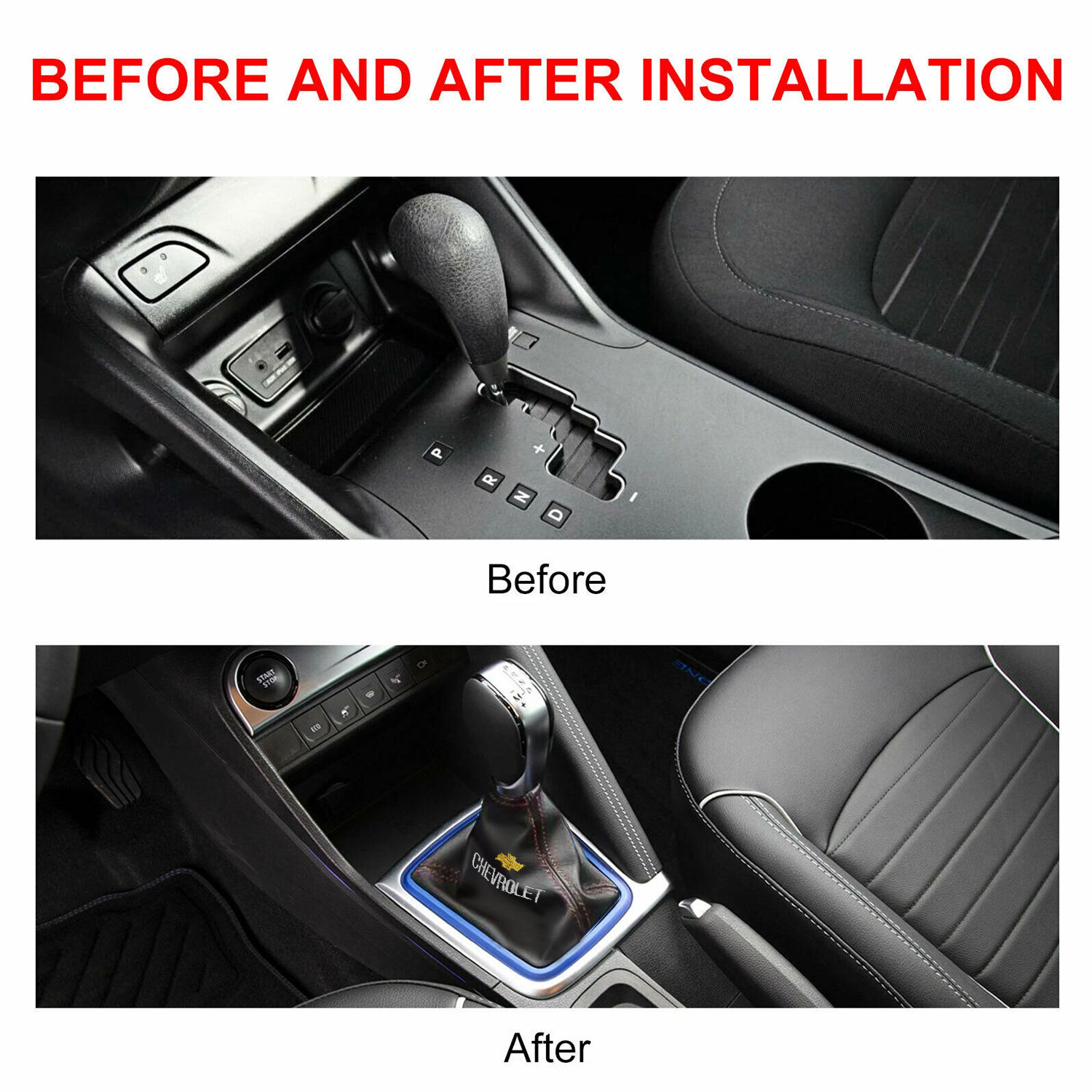 1Pc Universal Chevrolet PVC Leather Shift Knob Shifter Boot Cover Black Chevy
