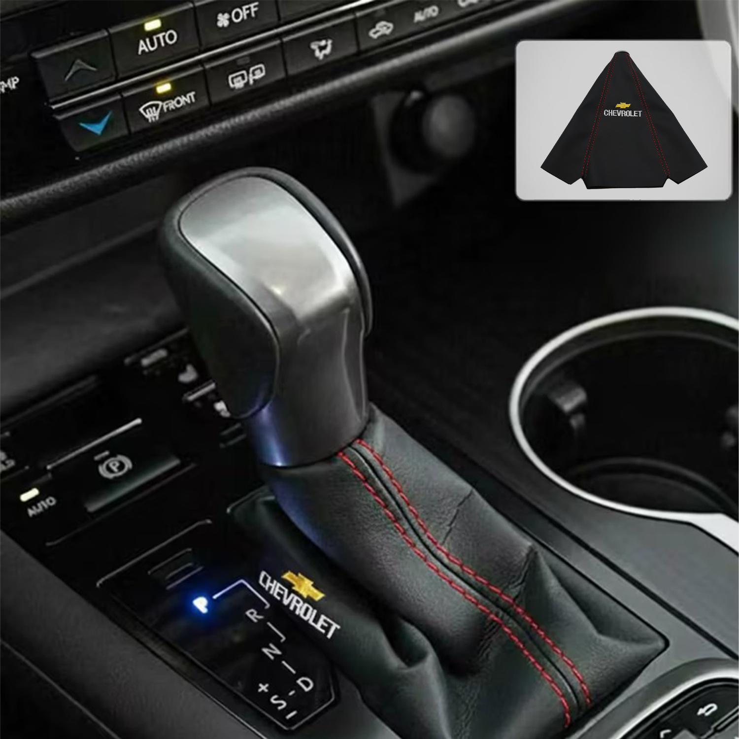 1Pc Universal Chevrolet PVC Leather Shift Knob Shifter Boot Cover Black Chevy