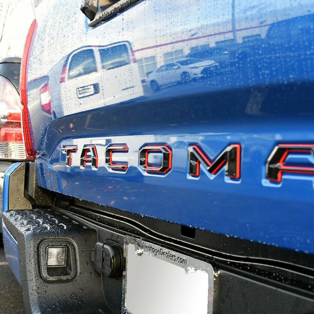 1 Set 2016-2023 Tacoma Abs Plastic Tailgate Letters Black Red Toyota 