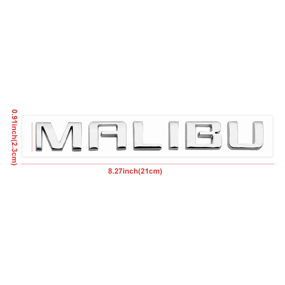 1PC Malibu Plastic Door Side Letter Gloss Chrome Chevrolet 23362182 22842005