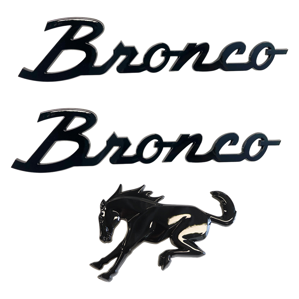 3Pcs For 2021-2026 Bronco Left Right Tailgate Emblem Kit Badge Gloss Black Set Ford M-1447-BRMB