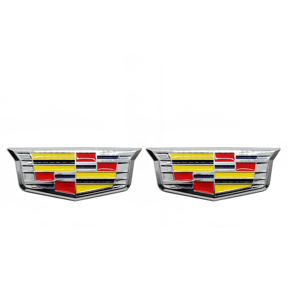 2PCS Escalade CTS STS DTS SRX XTS Metal Fender Marker Door Emblem Chrome Color Cadillac 84552887