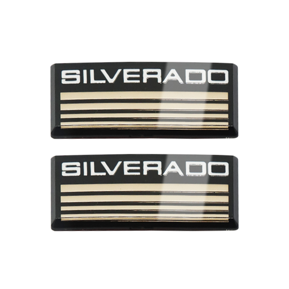 2pcs 1988-1998 Silverado Acrylic Cab Roof Side Pillar Plate Badge Gold Chevrolet