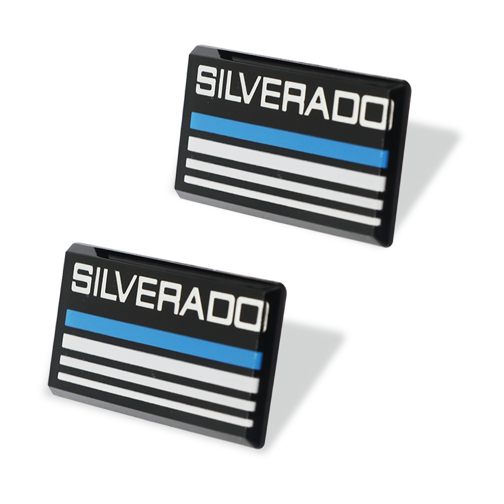 2pcs 1988-1998 Silverado Acrylic Cab Roof Side Pillar Plate Badge Deep Blue Chevrolet