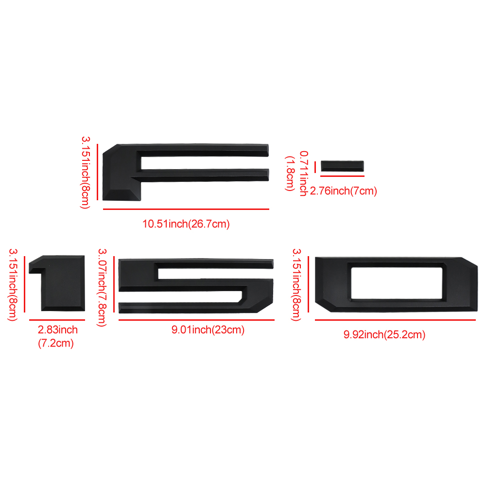 Fit For 2021-2025 F-150 ABS Rear Trunk Tailgate Inserts Letters 3D Raised Decals Matte Black Ford 