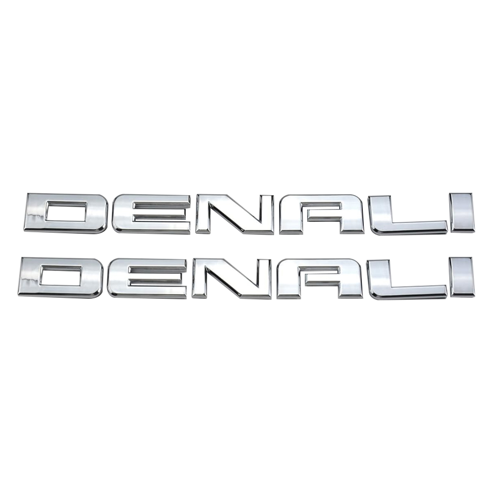 2Pcs 2007-2018 Sierra Yukon Acadia Plastic Door Tailgate 3D Letters Silver Chevrolet