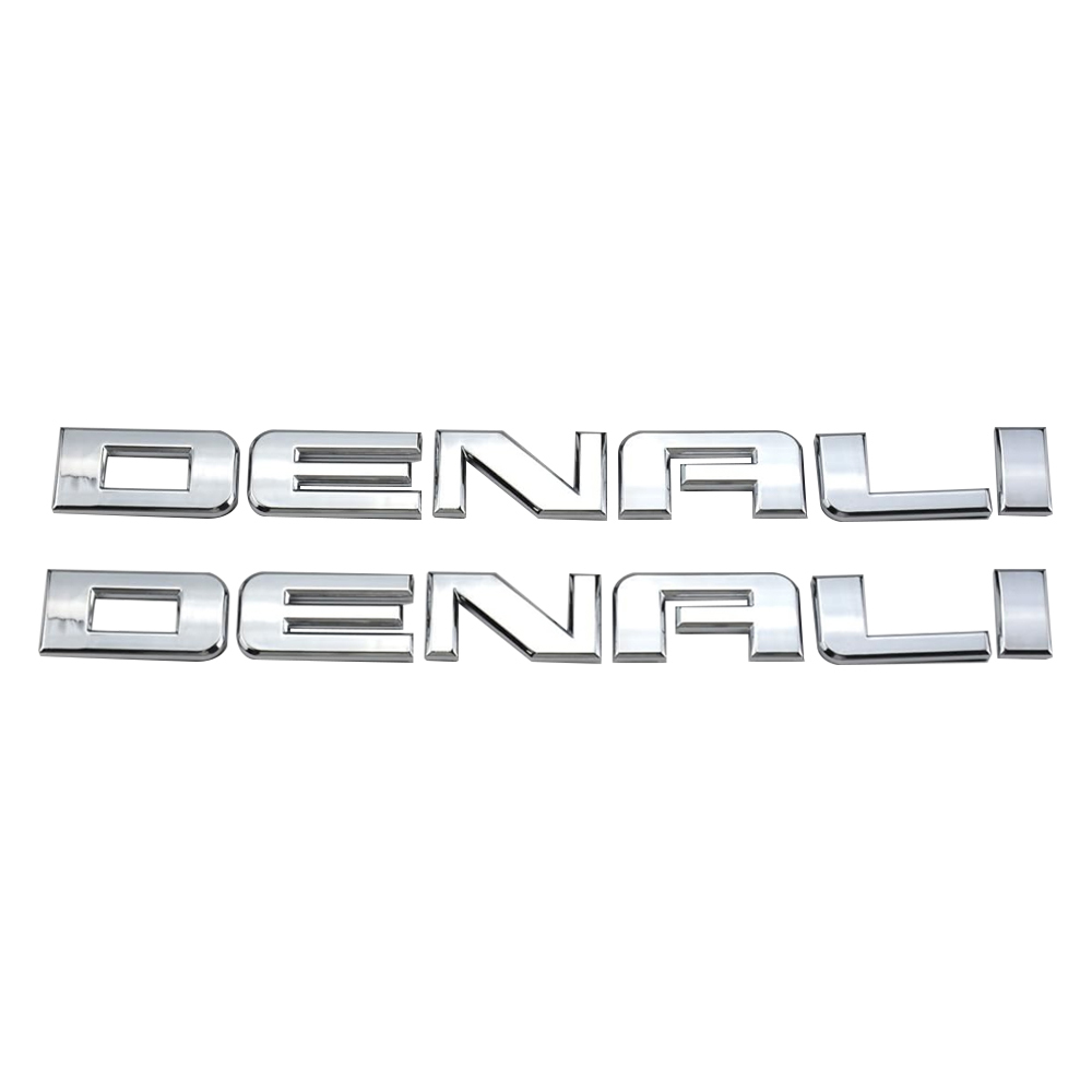 2Pcs 2007-2018 Sierra Yukon Acadia Plastic Door Tailgate 3D Letters Silver Chevrolet