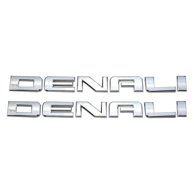 2Pcs 2007-2018 Sierra Yukon Acadia Plastic Door Tailgate 3D Letters Silver Chevrolet