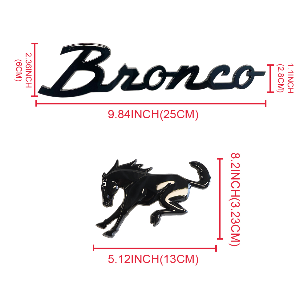 3Pcs For 2021-2026 Bronco Left Right Tailgate Emblem Kit Badge Gloss Black Set Ford M-1447-BRMB