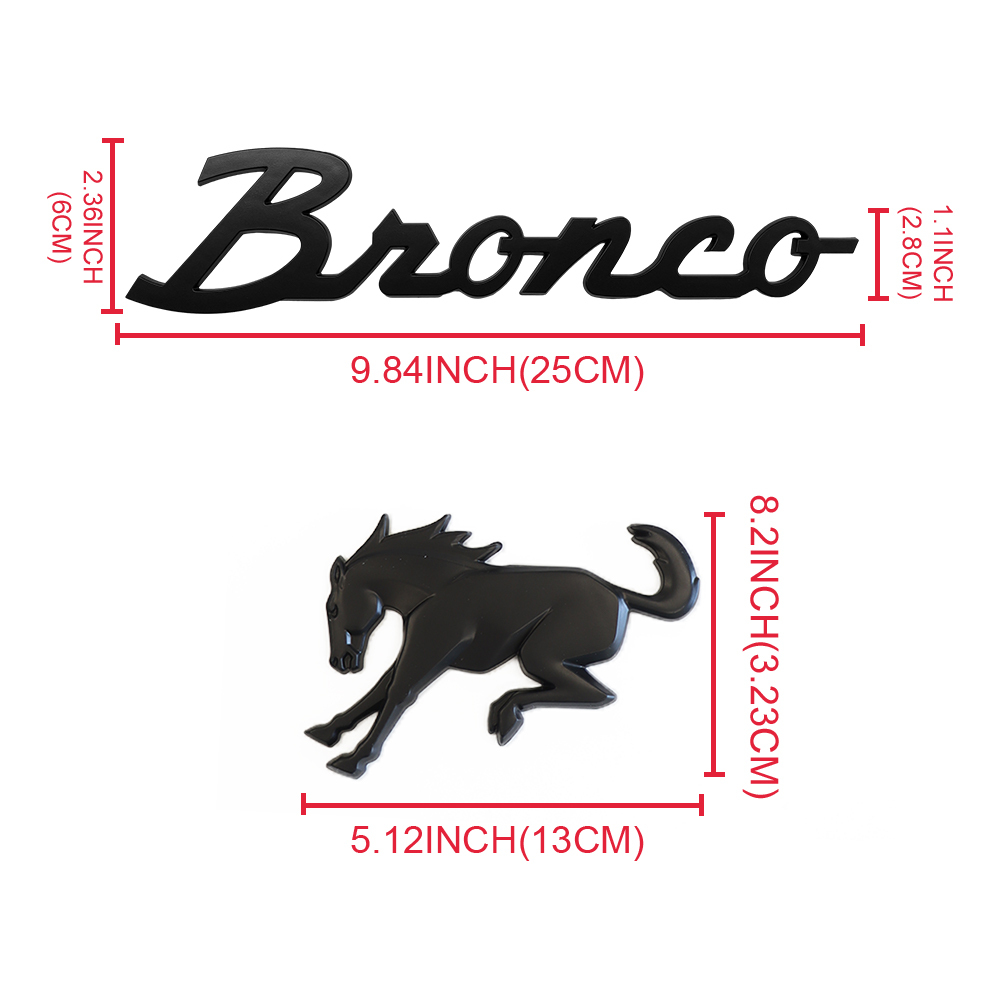 3Pcs For 2021-2026 Bronco Left Right Tailgate Emblem Kit Badge Matte Black Set Ford M-1447-BRMB