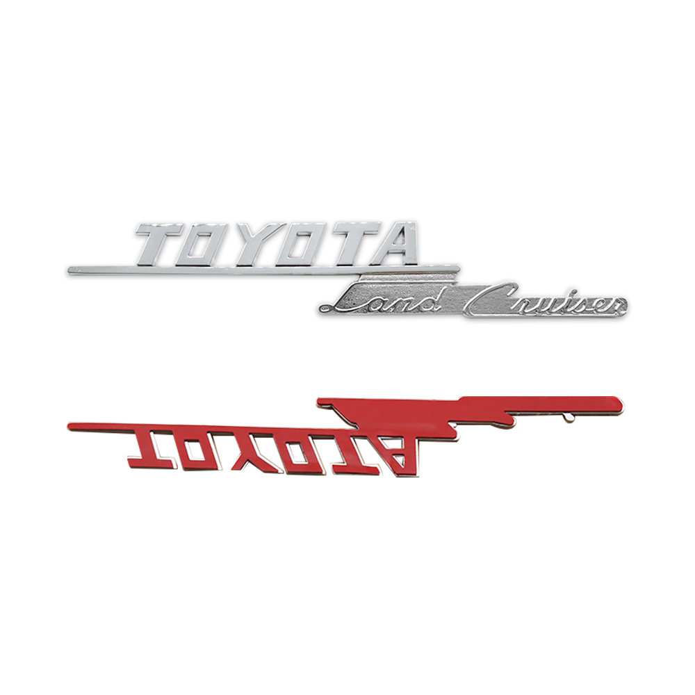 2PCS 1969-1974 Land Cruiser FJ40 ABS Plastic Left Right Fender Badge Silver Black Toyota