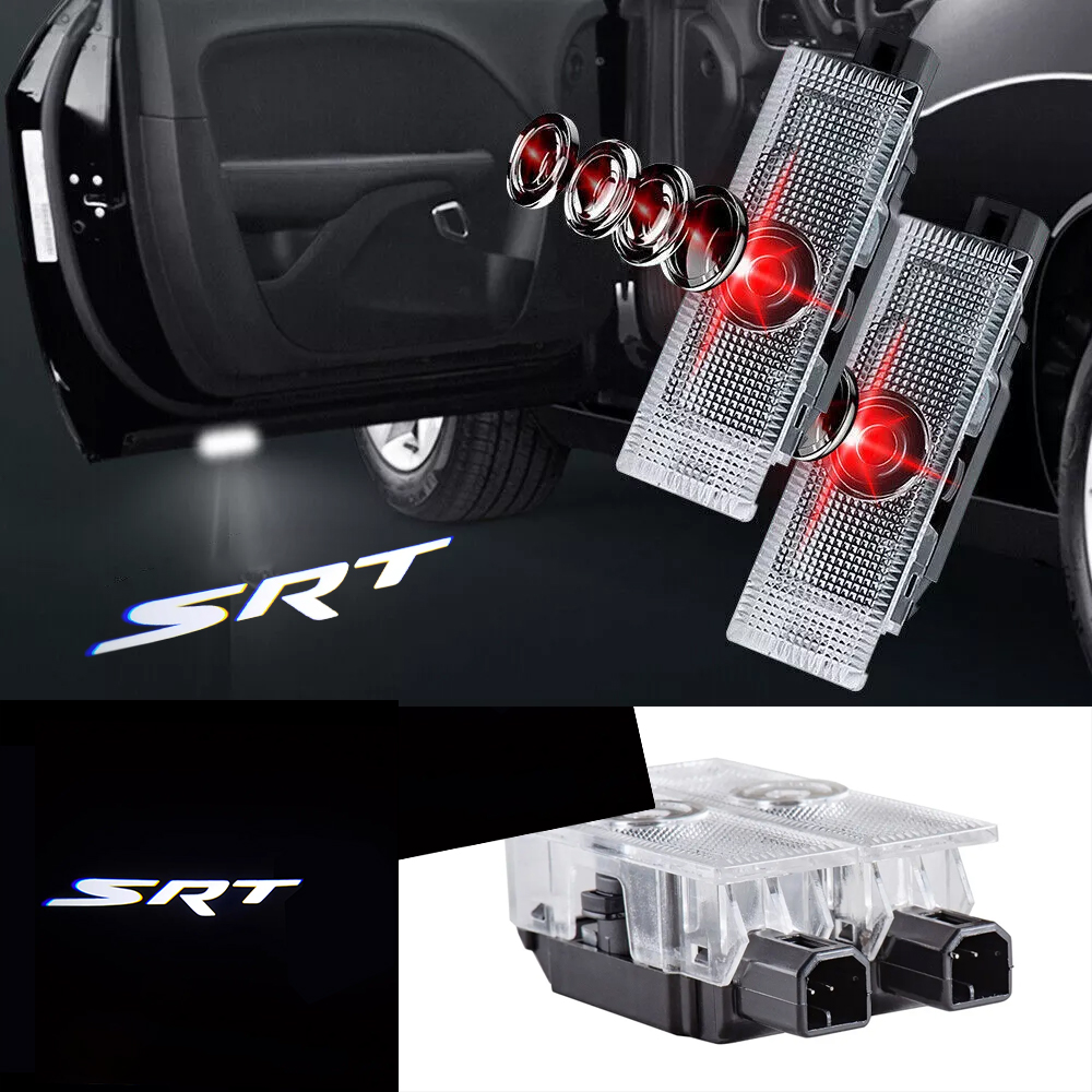 2pcs For 2008-2023 Challenger SRT HD Car LED Door Courtesy Puddle projector Light white Dodge 