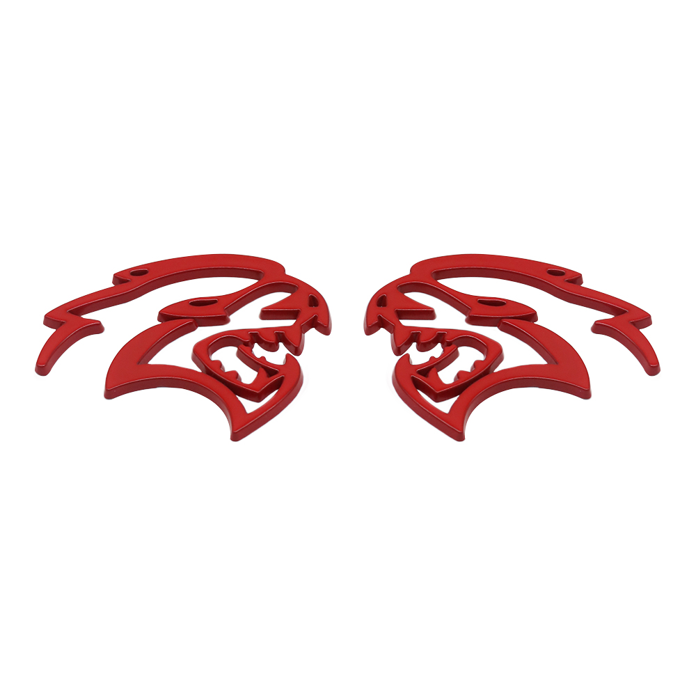 2PCS SRT Hellcat Devil Cat Charger Challenger Durango Side Fender Badge 3D Matte Red Dodge 68394607AB