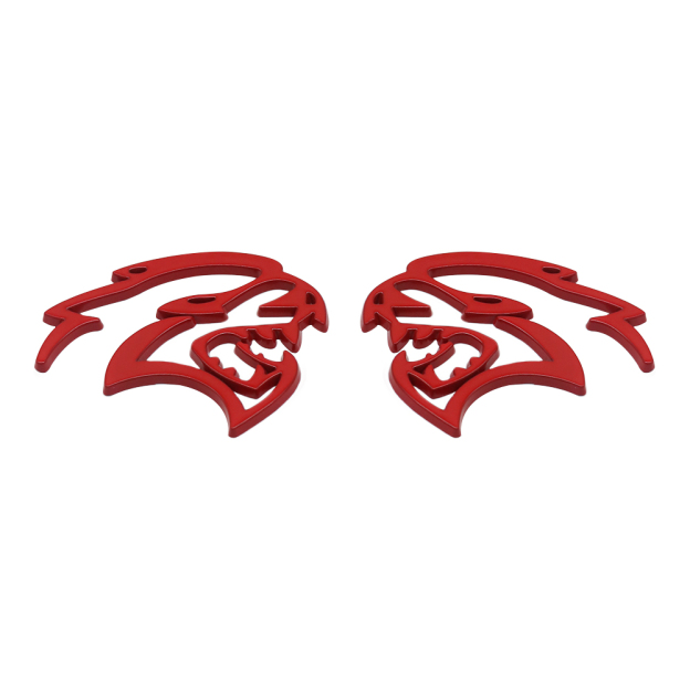2PCS SRT Hellcat Devil Cat Charger Challenger Durango Side Fender Badge 3D Matte Red Dodge 68394607AB