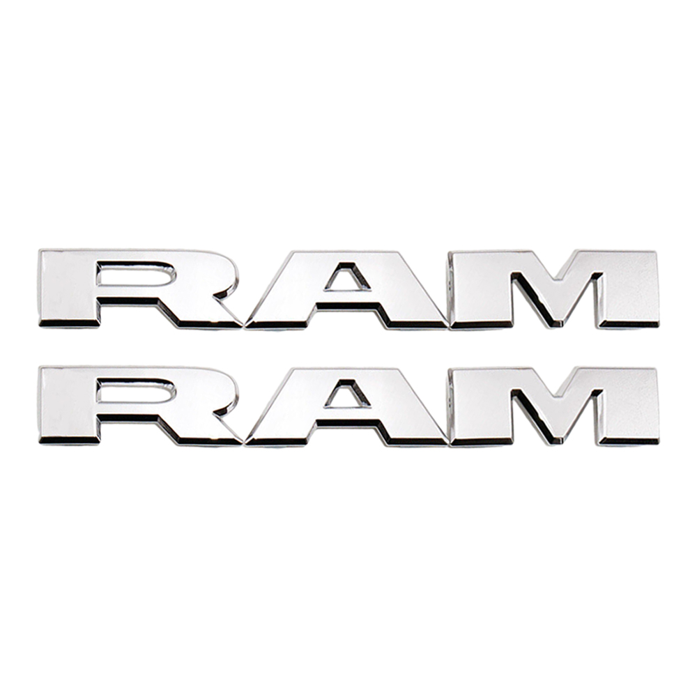 2PCS 2019-2026 RAM 1500 2500 3500 ABS Front Door Side Badges Nameplates Gloss Silver Dodge 68302528AB