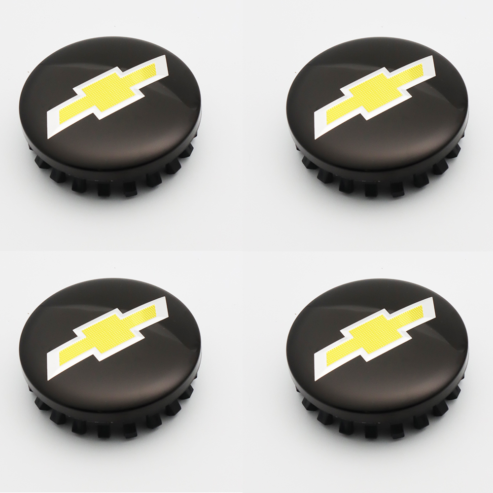 4PCS 2014-2020 Suburban Silverado Tahoe Plastic 83mm Wheel Center Hub Caps Black Yellow Chevrolet 22837060