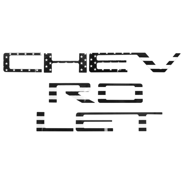 [Copy]2019-2026 Silverado 1500 2500HD 3500HD Acrylic Tailgate Insert Letter Black US Flag Chevrolet Letter