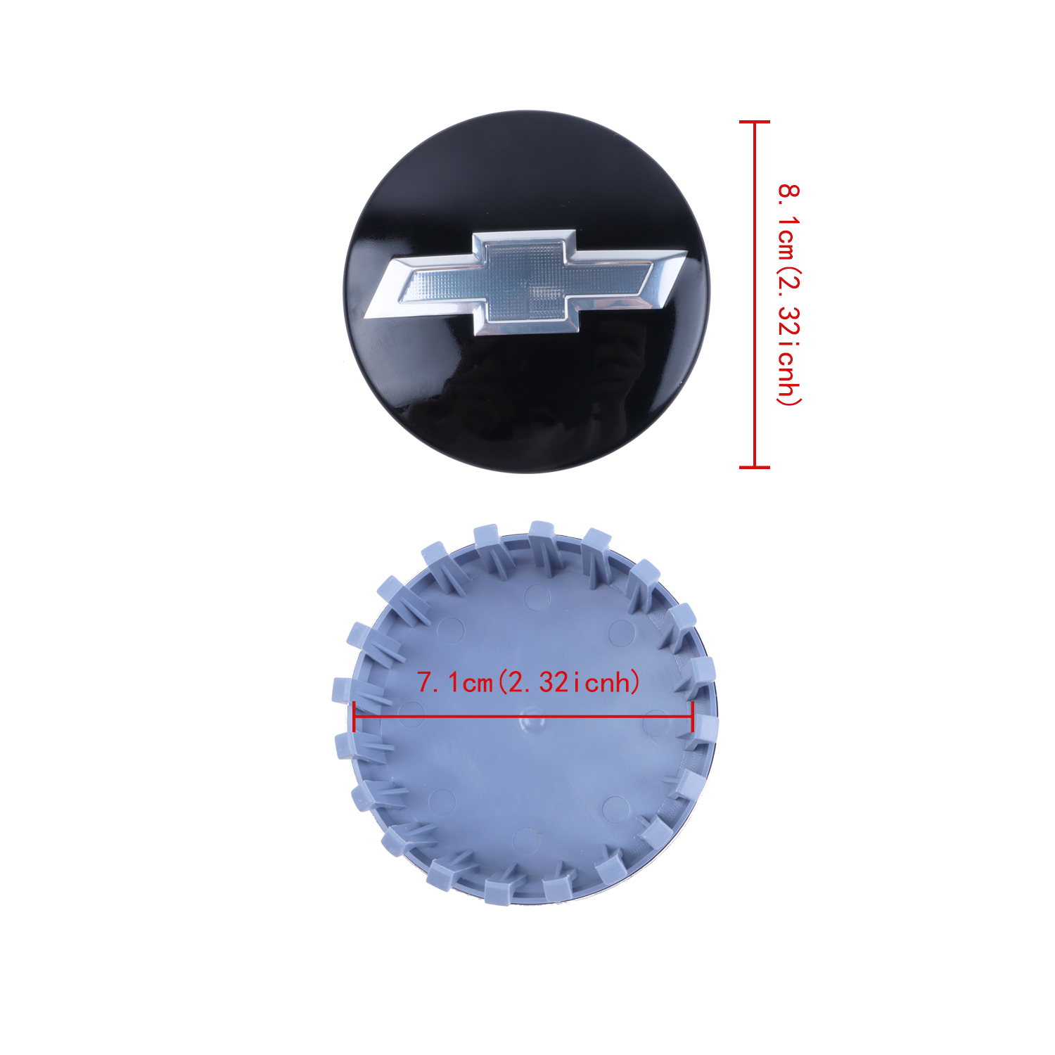 81mm Wheel Center Hub Caps for Chevrolet - Gloss Black & Blue (Set of 4)