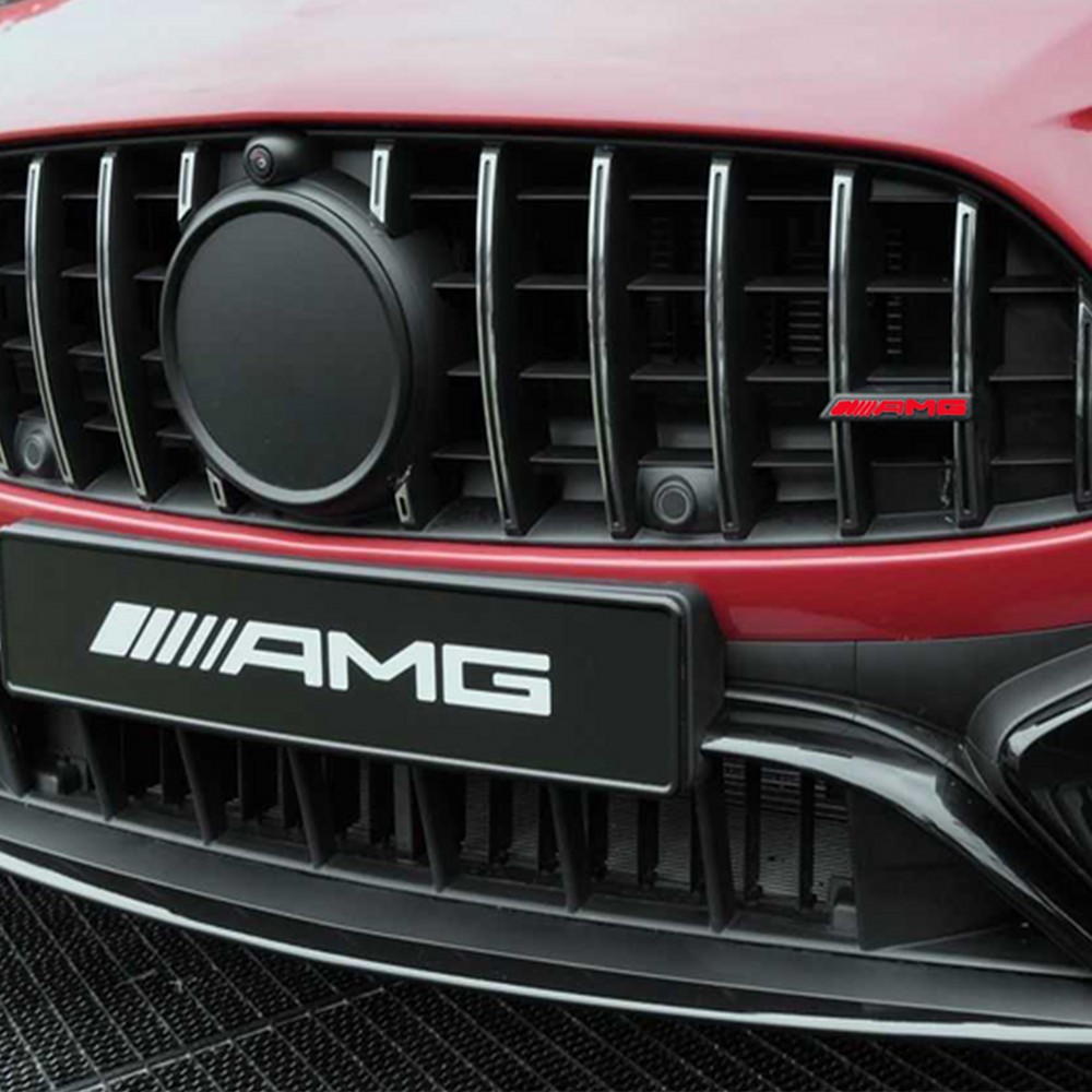 For AMG A C E S SLSLK ML GL CLS GLA GLC GLK GT PanAmericana ABS Front Grille Badge Red Black Mercedes Benz A 205 817 42 01