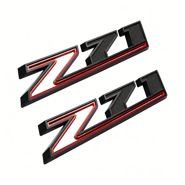 2Pcs 2019-2025 Silverado 1500 Z71 ABS Plastic Fender Side Badge Decal Red Black Chevrolet