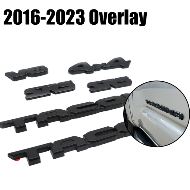 4PCS 2016-2023 Tacoma Emblem Overlay 3D Badge Letters Kit SR5 V6 4x4 Matte Blackout Toyota