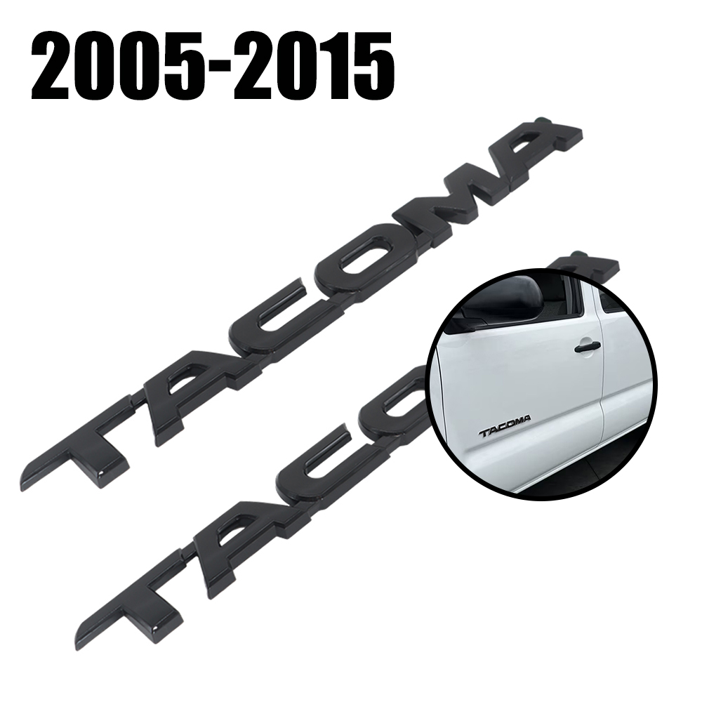 1 Set 2005-2015 Tacoma Left Right Door Tailgate Emblems Logo Gloss Black Badges Toyota