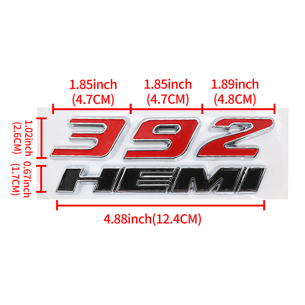 2PCS 392 HEMI SRT Charger Challenger Durango ABS Side Fender Badge 3D Decals Red Black Dodge 68086136AE
