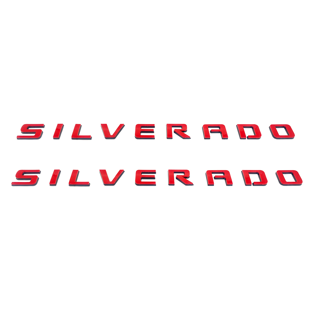 2pcs 2007-2018 Silverado 1500 2500 Plastic Front Rear Door Side Letters Red Chevrolet