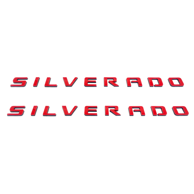 2pcs 2007-2018 Silverado 1500 2500 Plastic Front Rear Door Side Letters Red Chevrolet